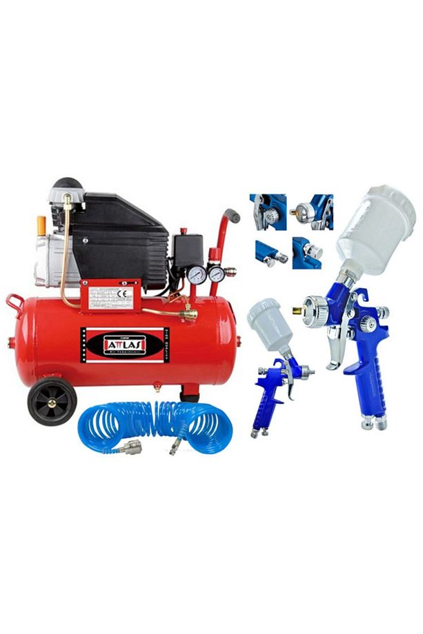 50 Litre Hava Kompresörü Ve Üstten Depolu Hava Boya Tabanca Seti Full Set - 1