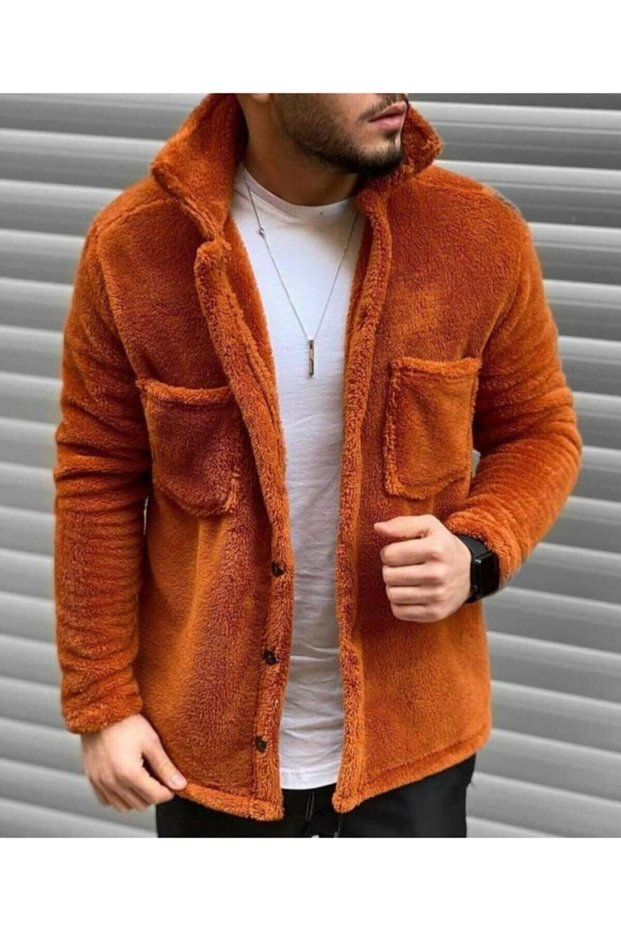 Men's Pocket Detailed Plush Shirt