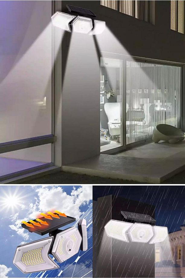254 Ledli Hareket Sensörlü Solar Projektör Güneş Enerjili Led Bahçe Lambası Şarj Olan - 2
