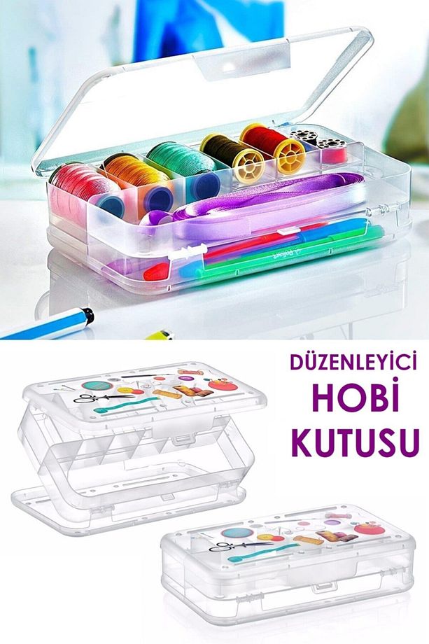 Şeffaf Plastik Bölmeli Çift Taraflı Hobi Dikiş Iğne Kutusu Arduino Balıkçı Malzeme Saklama Organizer - 1