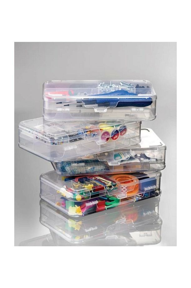 Şeffaf Plastik Bölmeli Çift Taraflı Hobi Dikiş Iğne Kutusu Arduino Balıkçı Malzeme Saklama Organizer - 3