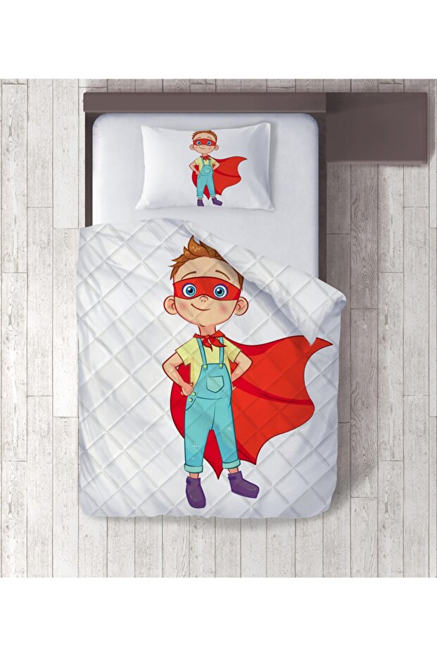 Children's Digital Printed Single Quilt Set with Mask and Cloak