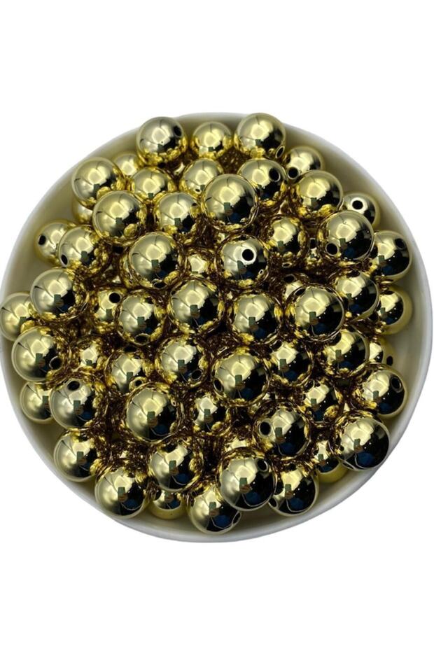 16mm Gold / Golden Yellow Color Shiny Metalized Plastic Beads, metallic Jewelry, bag Making Beads (100gr