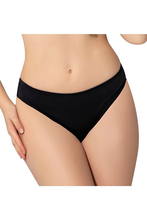 Micro Single Slip Bikini Bottom Solid Color Basic 1500 Black - 1