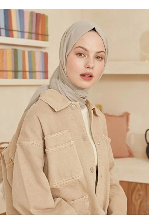 شال قطن رقيق - رمادي دافئ - 1