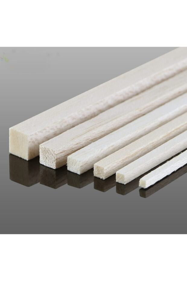 (1x1 cm x 190 cm 1 Adet) Kavak Ahşap Çıta Taslak Tahta Blok ve Kereste - 1