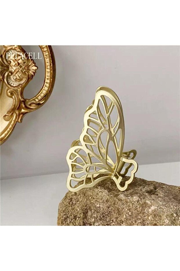 Women's Large Size Gold Matte Butterfly Figure Latch Buckle