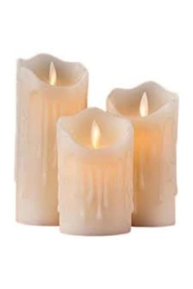 Led Işıklı Silindir Mum Seti - 1