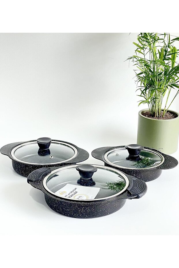 Granit Plus 3-Piece Pan Set Black - 1