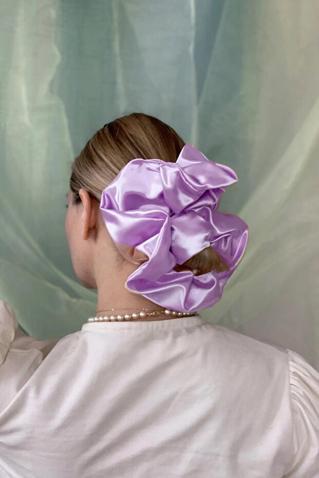 Women's Xl Lilac Color Luxury Satin Elastic Buckle