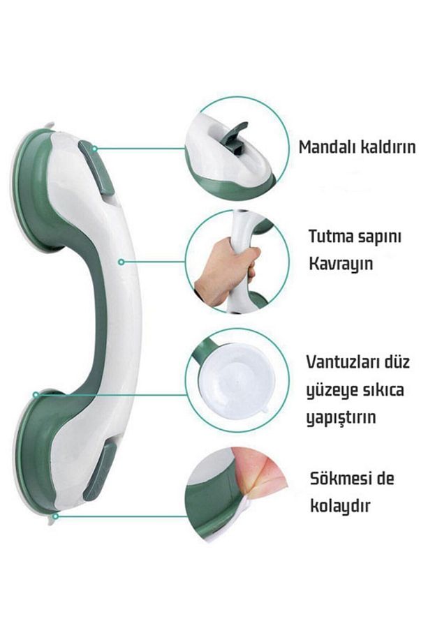 2 Adet Düşme Ve Kayma Önleyici Banyo Tuvalet Vantuzlu Kilitli Tutacak - 5