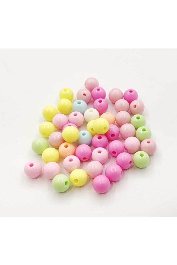 10mm 100 Pieces Pastel Mixed Color Round Plastic Beads, Jewelry Making Beads