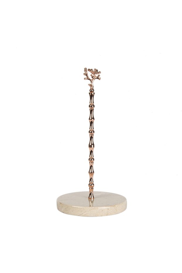 Beige Marble Coral Figured Towel Holder - Rose Gold