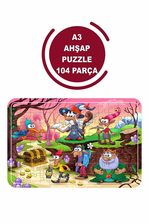 Masal Kahramanları A3 104 Parça Puzzle, Oyuncak, Yapboz - 1