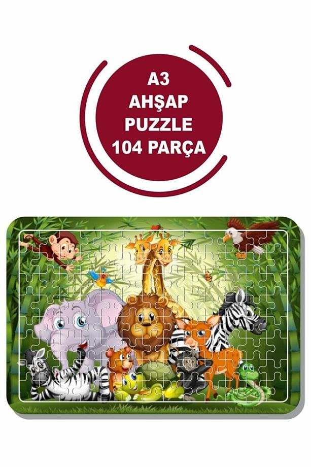 Sevimli Hayvanlar A3 104 Parça Puzzle, Oyuncak, Yapboz - 1