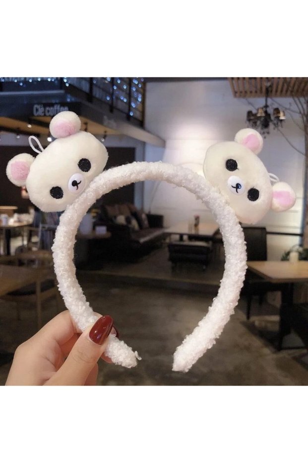 Cute Teddy Bear Plush Fluffy 3D Crown Adult Children's Crown White Cream Color