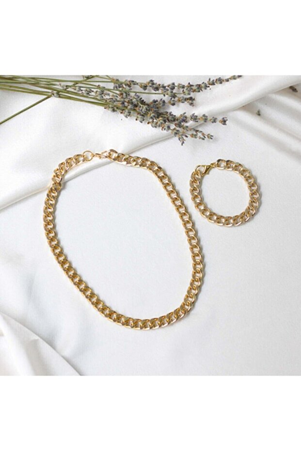Women's Thick Chain Necklace Bracelet Set