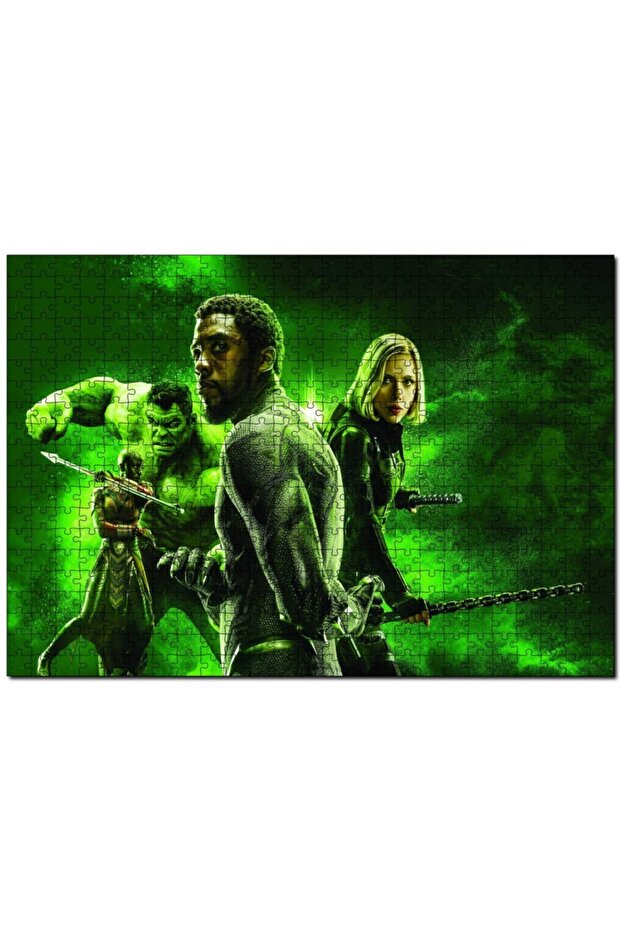Hulk, Black Panther And Black Widow 255 Piece Puzzle Jigsaw Puzzle Mdf (Wooden)