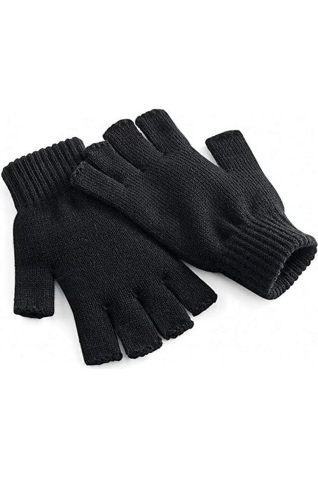 Suve Knitwear Black Cut Gloves Quality Unisex