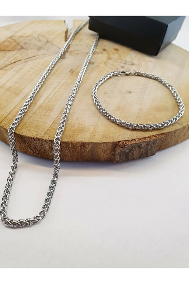 Steel Chain Necklace and Bracelet Set