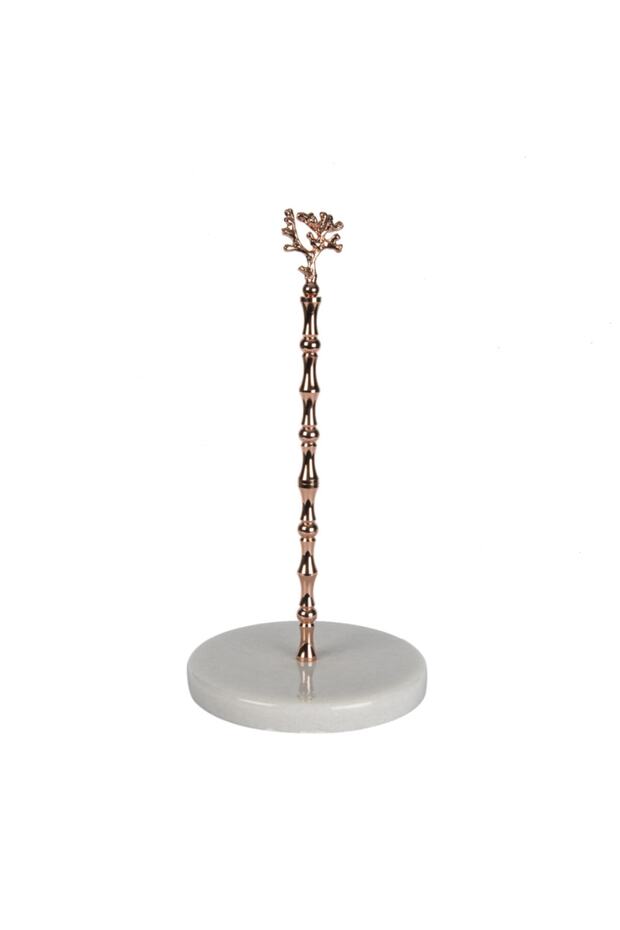 White Marble Coral Figured Towel Holder - Rose Gold