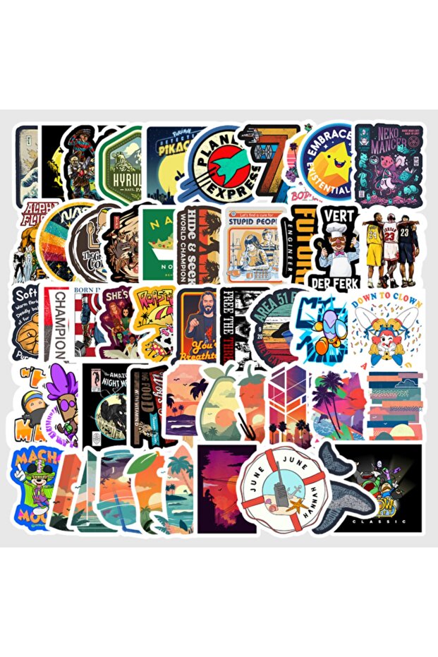 50 Pieces Non-Repeated Travel Adventure Quality PVC Sticker 06