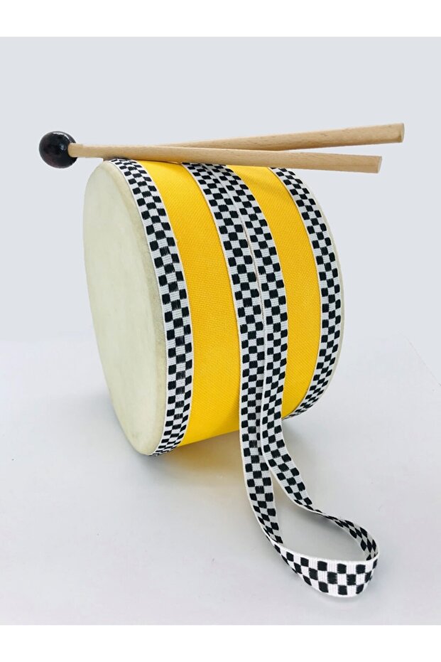 Orjinal Deri El Yapımı Ahşap Çocuk Davulu Bateri Trampet Tokmaklı Askılı Davul - 5