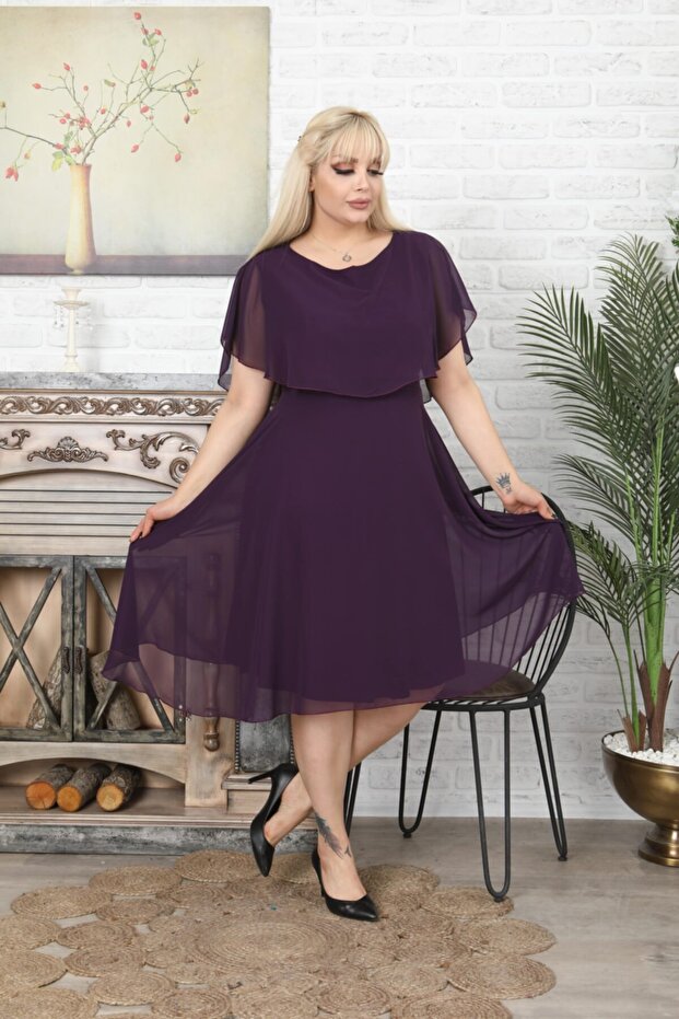 Women's Purple Plus Size Evening Dress