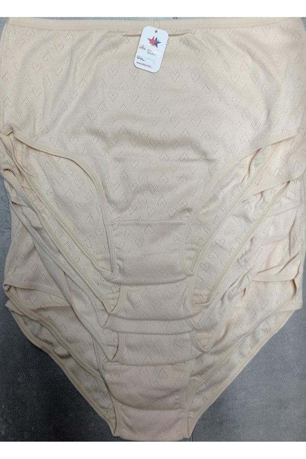 Women's Beige Thermal 6-Piece Transfer Ribbed Heart High Waist Panties