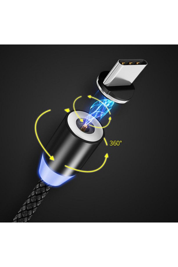 Ally 2m Magnetic-mıknatıslı Usb Şarj Kablosu 3 Başlık?iphone+type-c+micro) - 5