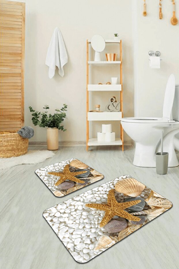 Digital Bathroom Rug Toilet Set 2 Piece Mat Set Bs209 60x90cm + 60x60cm