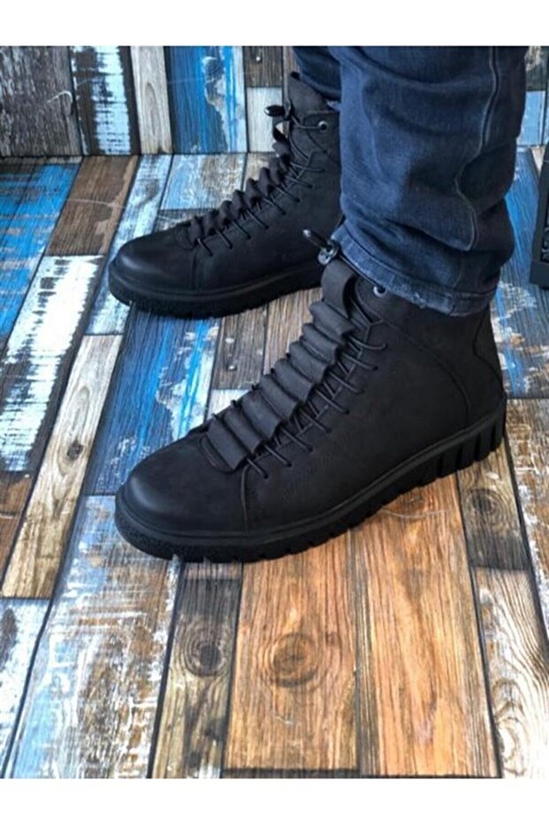 Men's Black Leather Ankle Boots 102 18810 V2