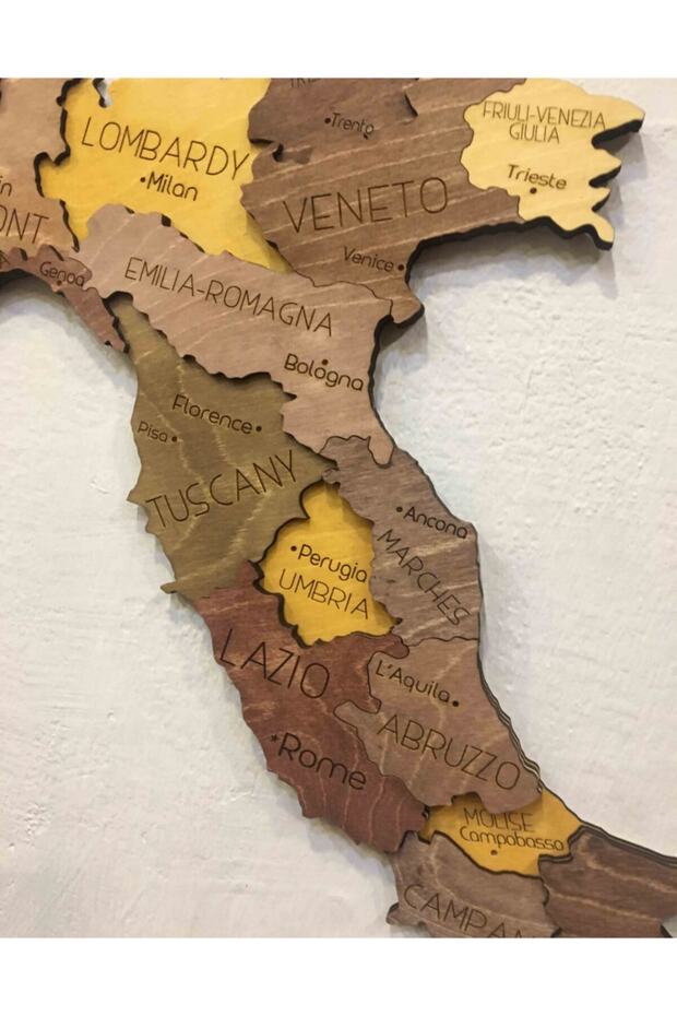 Ahşap Italya Haritası - 2