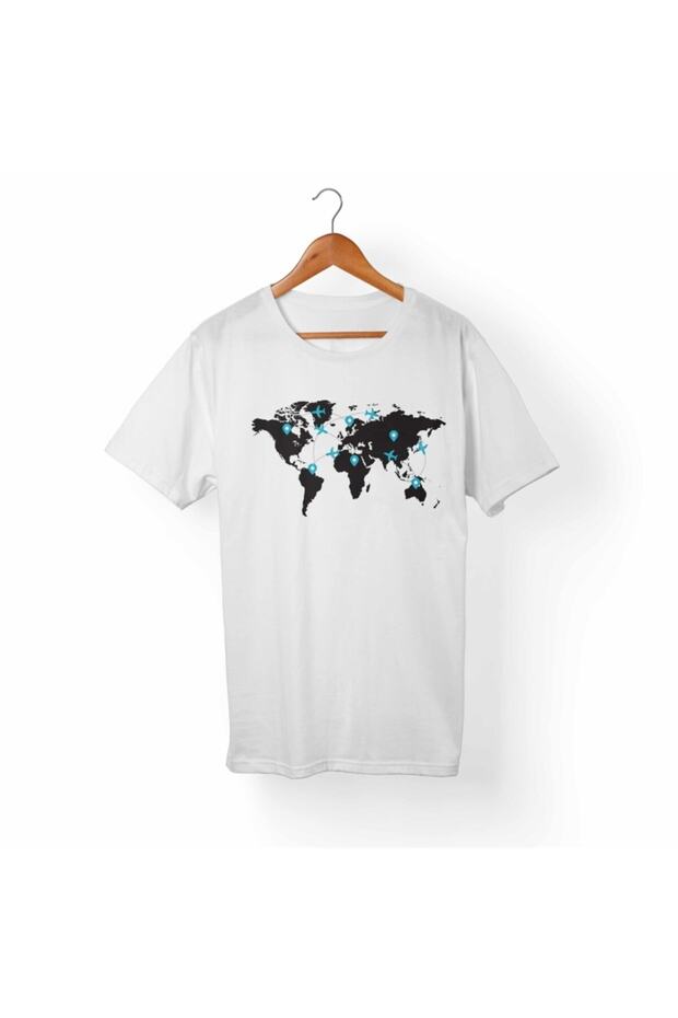 Unisex White Airplane Travel Printed T-shirt