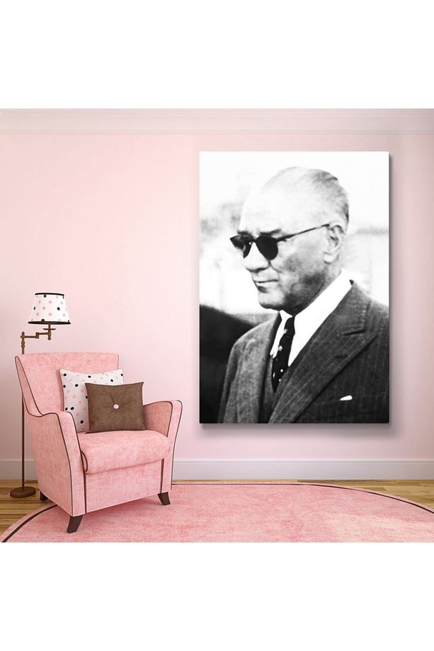 Gözlüklü Mustafa Kemal Atatürk Resmi Kanvas Tablo - 4