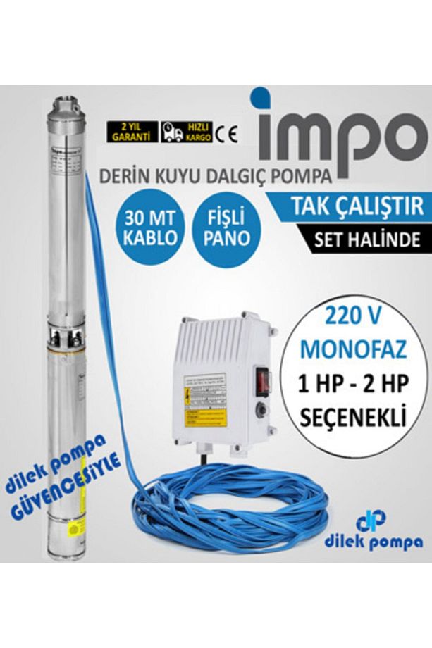4/18 Derin Kuyu Dalgıç Pompa 2 Hp 220v Dalgıç Motor Set 30 Metre Kablo Ve Pano Dahil - 1