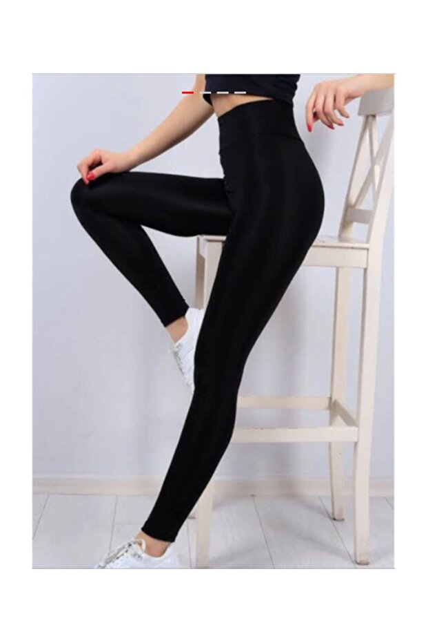 Kadın Siyah Peluş Tayt - 1