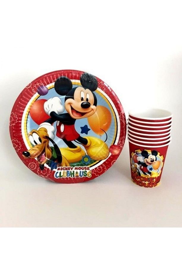 Mickey Mouse Doğum Günü Tabak Bardak Seti 24 Kişilik - 1