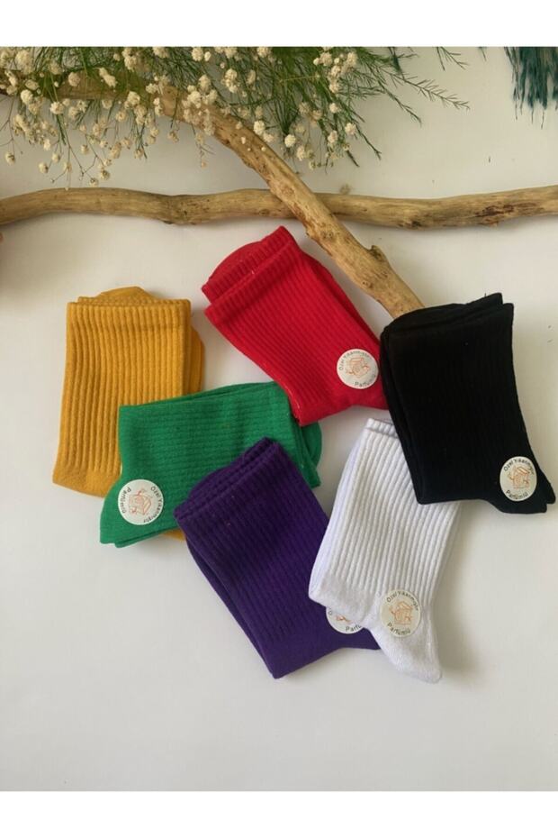 Unisex 6-Piece Colorful Plain College Tennis Socks Ts4544