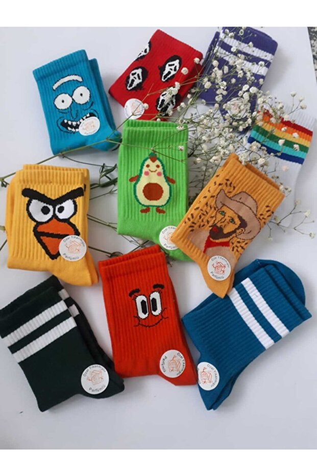 Unisex 10-Piece Series Perfumed Mixed College Tennis Socks Tg4455