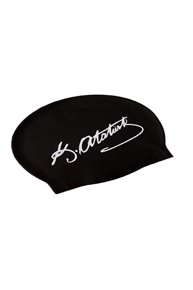 Unisex Black Atatürk Signature Printed Silicone Bonnet