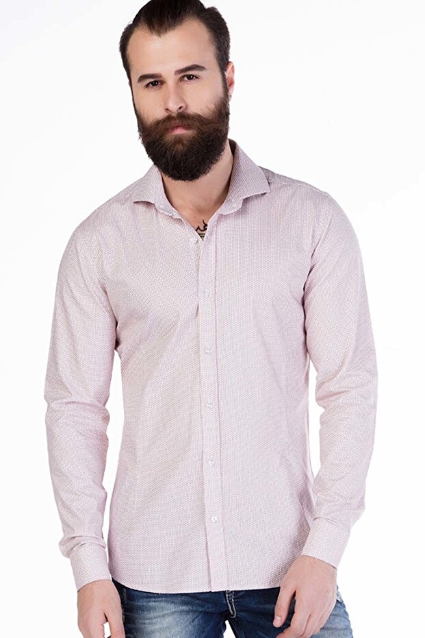 Men's Light Pink Slim Fit Sports Shirt