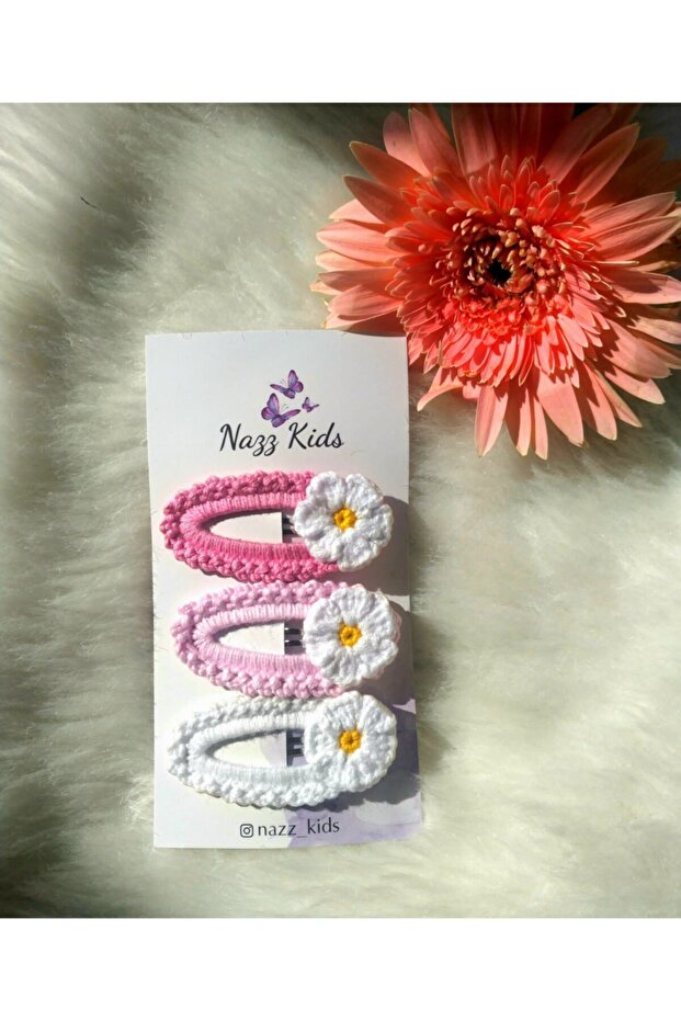 Handmade Knitted Baby Girl Snap Buckle Set of 3