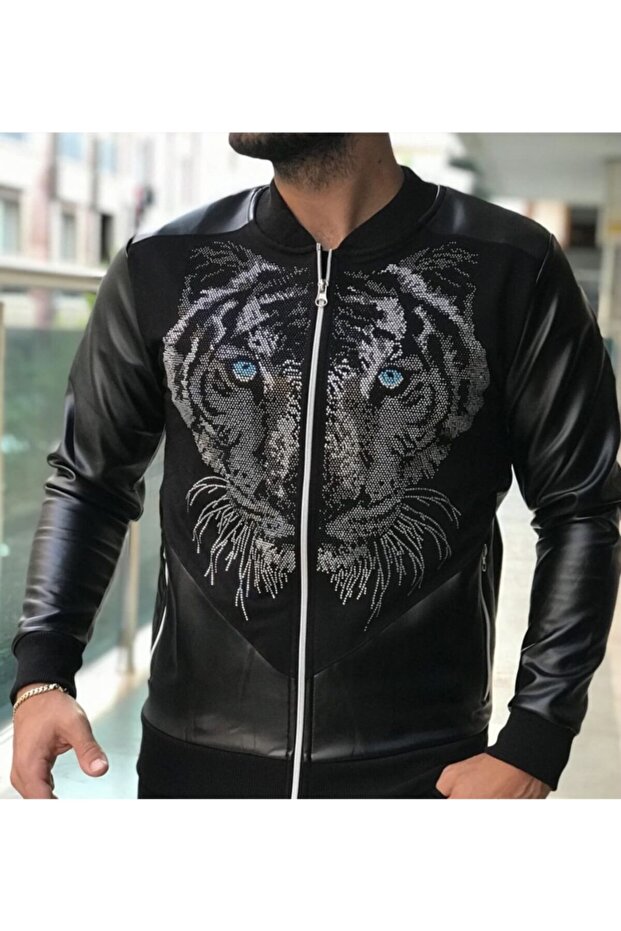 Taş Işlemeli Deri Ceket - 2