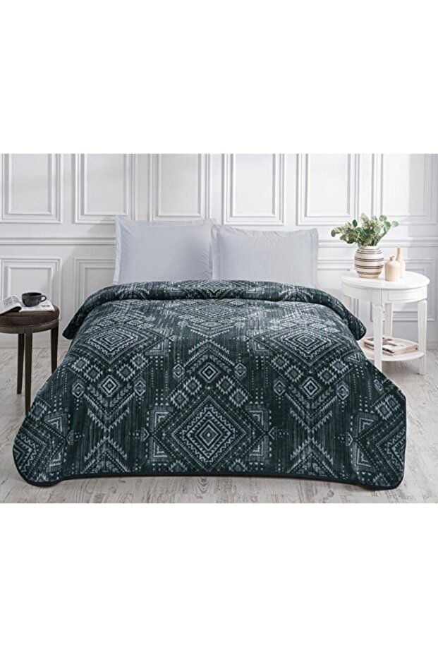 بطانية بوكل رمادية مطبوعة مزدوجة - 1