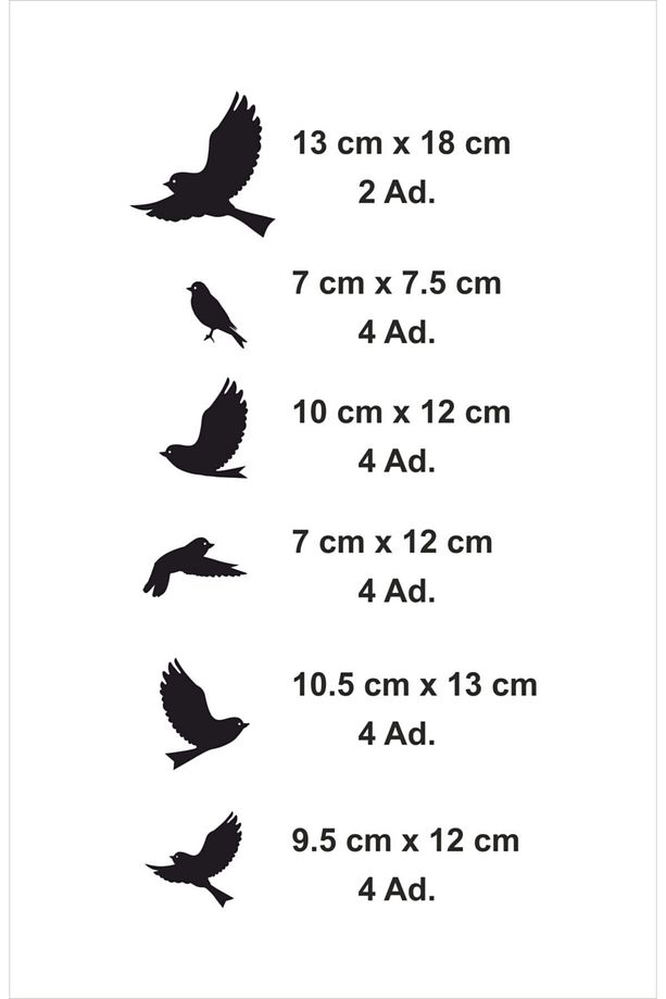 Uçan Kuşlar Dekoratif Duvar Sticker Kuş Sürüsü Beyaz (22 Adet) - 2