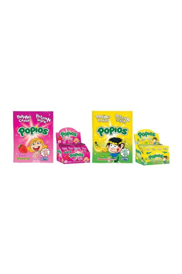 Exploding Candy Popios Strawberry Banana 4 Gr 40+40 Pieces