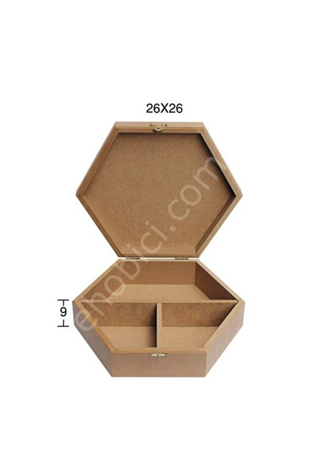 Hexagon 3 Compartment Wooden Box Ku326