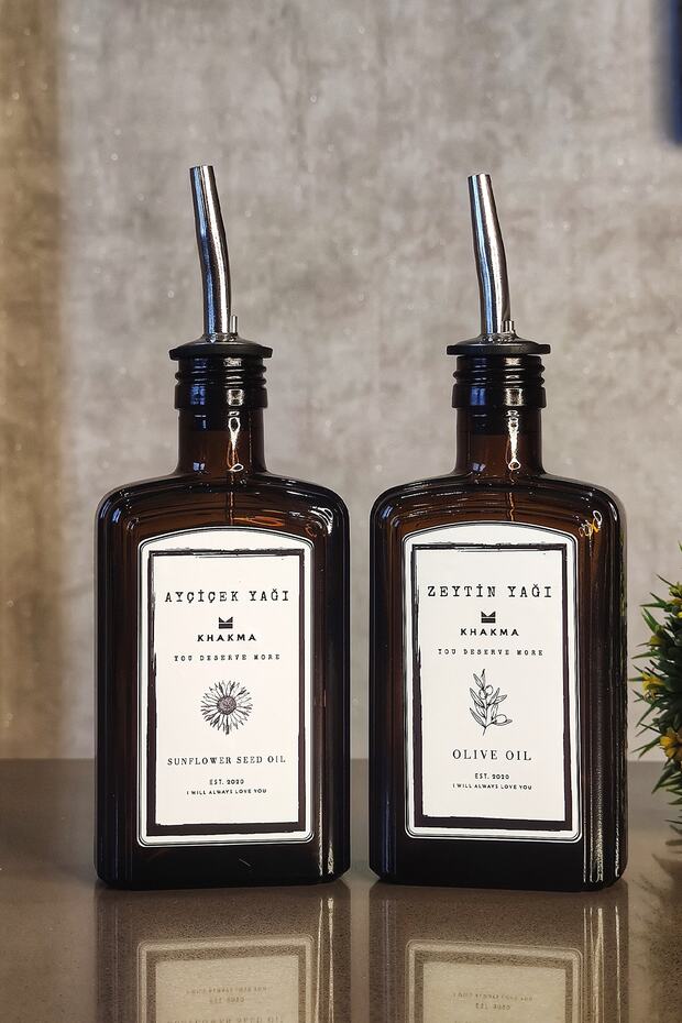 Amber Olive Oil Liquid Oil Vinegar Bottle Queen Oil Pot Set of 2 Cold Bb Ze-Ay Gglı 300 ml