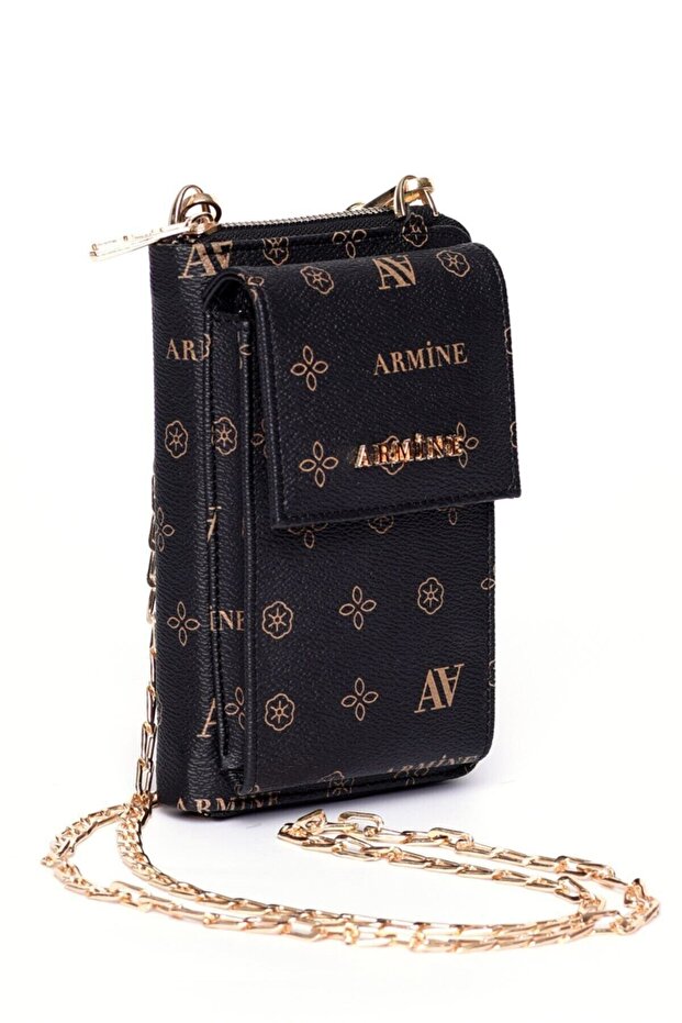 Women's Black Patterned Strap Bag 265